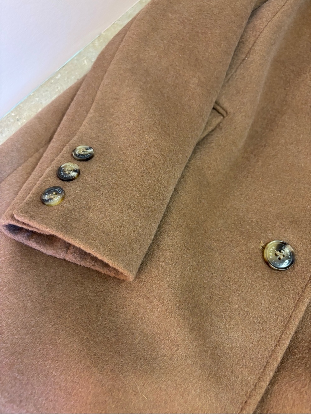 Women’s Ralph Lauren Camel Wool-Blend Single-Breasted Coat - Picture 4 of 4